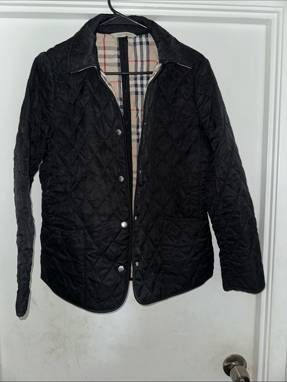 Burberry Black Quilted Utility Jacket with Check Lining